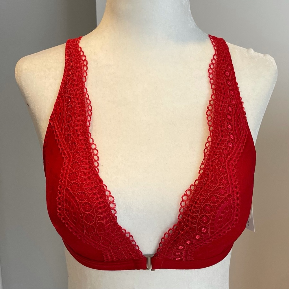 A&F bright red plunge bralette